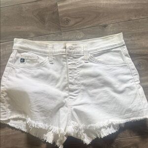 White Denim Frayed Hem Women Shorts